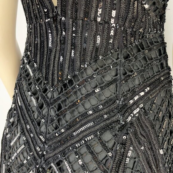 PARKER Designer LBD 100% Silk Sequins Sheer Fit-and-Flare Mini Blackโ Dress sz 6 - Picture 6 of 10